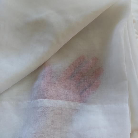 2 sheer white pom pom curtain panels - Picture 4 of 6